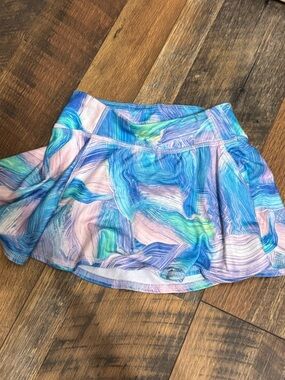 all in motion Blue-Pink Green Marble Skater Skirt